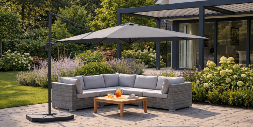 Feel Furniture Luxe Hangende Parasol XXL + gratis parasolvoet