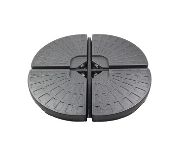 Vier parasolvoet tegels samengevoegd tot ronde basis