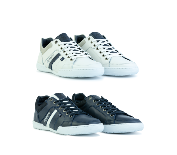 Overzicht van Gaastra sneakers in navy en wit kleurvarianten