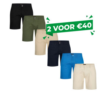 De Cappuccino Chino Shorts zijn verkrijgbaar in 6 verschillende kleuren. 