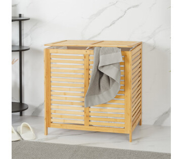 De Lifa Bathing Dubbele Bamboe Wasmand heeft een stijlvol ontwerp.