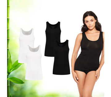 Het 2-Pack Bamboe Dames Hemden is verkrijgbaar in zwart en wit. 