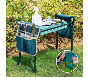 Het FlinQ Opvouwbaar Tuinkrukje met Gereedschapsvakken.