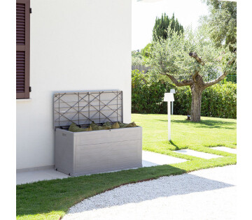 De Toomax Weersbestendige Opbergbox WOOD 420 Liter in grijs.