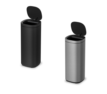 De FlinQ Velo Prullenbak 50 liter in zwart en nikkel.