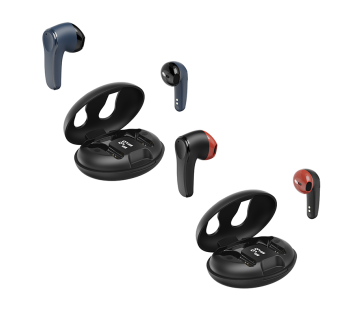 De Hama Spirit Unchained Geavanceerde Oordopjes in blauw en rood.