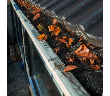 Batavia Dakgootborstel 4 m die in de goot ligt.