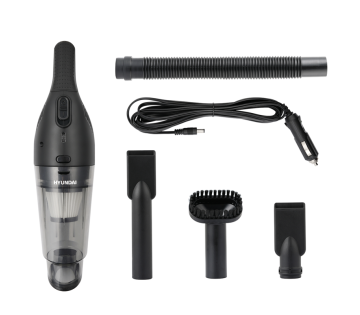 Hyundai Electronics Compacte Auto Stofzuiger met alle meegeleverde onderdelen.
