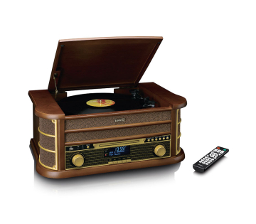 Classic Phono TCD-3571WD retro platenspeler met afstandsbediening en open deksel