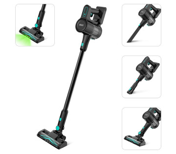 OOQE V-POWER TURBO steelstofzuiger met meerdere opzetstukken en functies in één overzicht getoond.