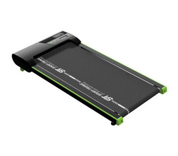 SportTronic ST-510 Compacte Loopband in zwart met groene accenten, schuin van boven gefotografeerd