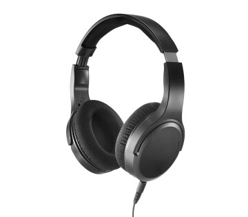 Zwarte over-ear hoofdtelefoon met zachte oorkussens en kabel