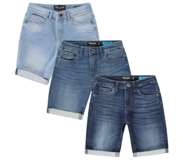 Cars Denim Short Seatle in drie wassingen overzicht met Bleached Used, Stone Used en Dark Used model.
