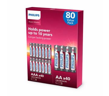80 stuks Philips Power Alkaline Batterijen-80 x AAA en AA