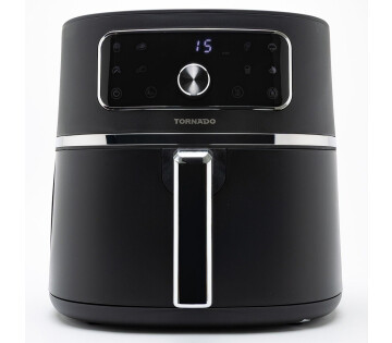 Zwarte Tornado airfryer met digitaal display en draaiknop