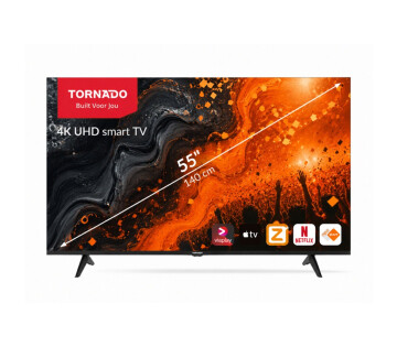 Tornado 55 inch 4K UHD smart TV met streamingapps en frameless design