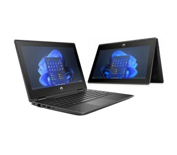 HP Chromebook x360 11 inch laptop in laptop- en tentmodus met touchscreen en Windows 11.
