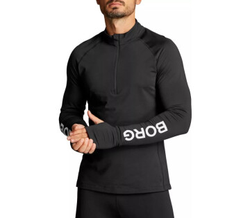 De voorzijde van de Björn Borg Performance Midlayer Half Zip Longsleeve op een model. 