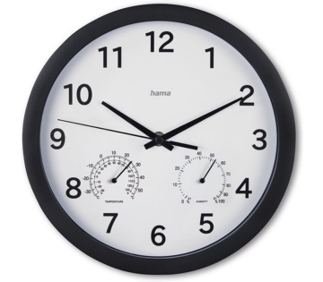 Hama Wandklok Malta met Thermo- en Hygrometer van de voorkant.