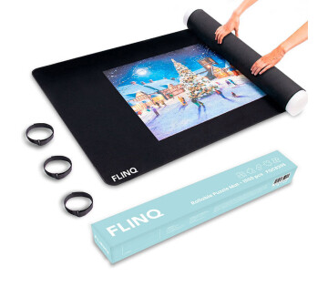 De oprolbare puzzelmat in actie.