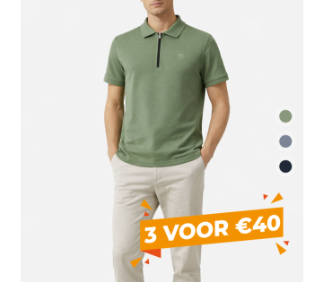 Groene heren polo met ritskraag en beschikbare kleuren opties
