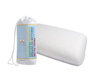 Vitality Pur wit reiskussen met compacte draagtas en antibacteriële Purotex afwerking voor onderweg.