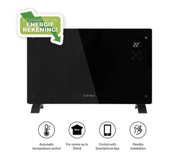De Sinji Smart Paneelverwarmer is verkrijgbaar in de kleuren zwart en wit. 
