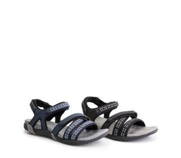 Travelin' Dames Sandaal Liminka in zwart en marineblauw