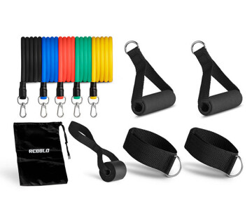 De workoutset komt met bijgeleverd opbergzakje.