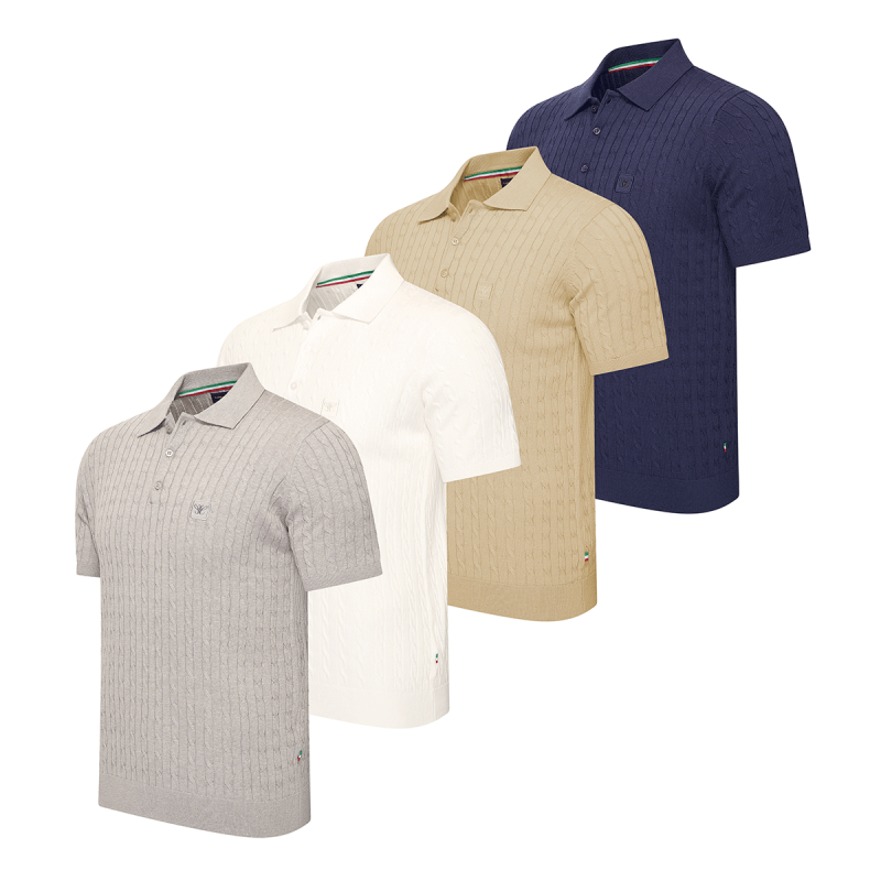 Cappuccino Gebreide Polo Caorle in alle kleuren.