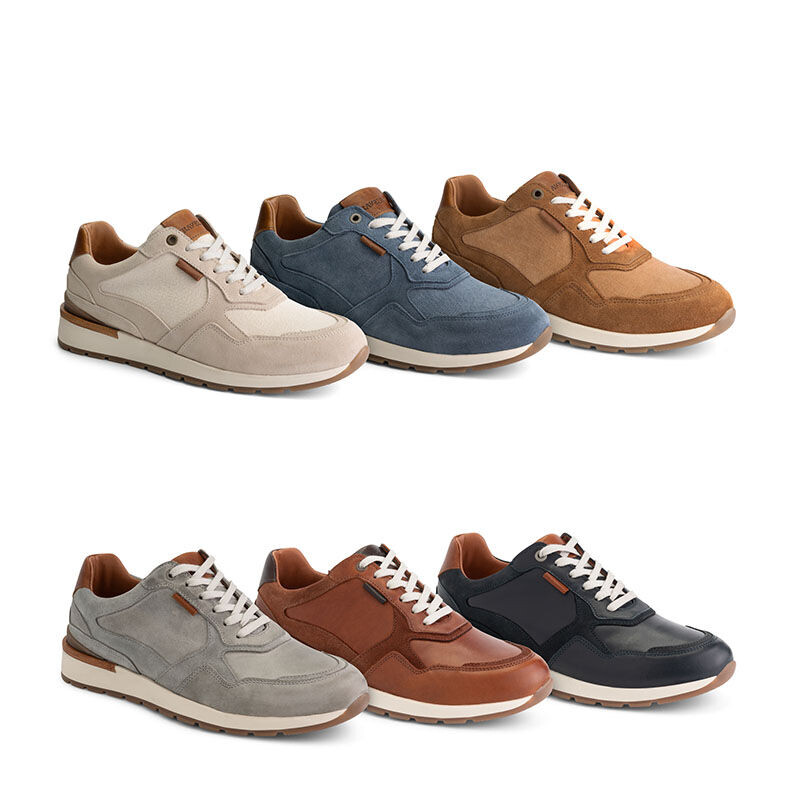 De Travelin' Herensneaker Newberry of Northam zijn verkrijgbaar in verschillende kleuren en maten. 
