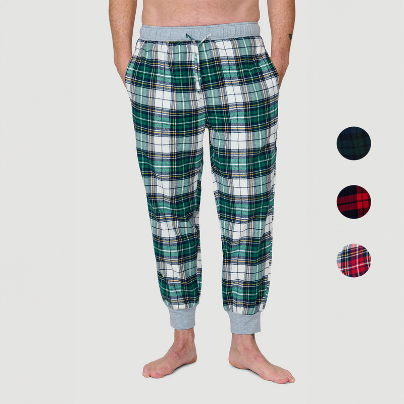 American Flannel Heren Flanellen Pyjamabroek Jogger in verschillende kleuren en patronen.