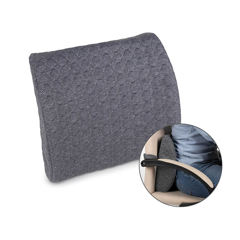 Grijs ergonomisch lendenkussen van traagschuim met quilted hoes