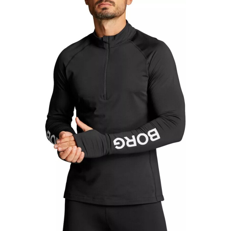 De voorzijde van de Björn Borg Performance Midlayer Half Zip Longsleeve op een model. 