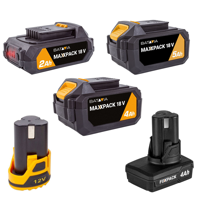 De 5 reserve Accu's voor Batavia Tools.