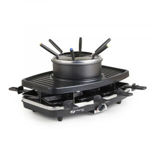 Het Magnani 3-in-1 Gourmetstel is geschikt voor fondue, gourmet en raclette. 