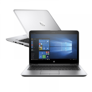 Refurbished HP Elitebook 840 G3 staat aan en van de voorkant en de achterkant