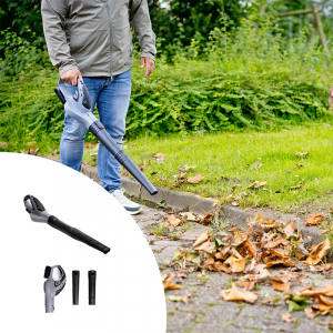 QLT Bladblazer in actie en met details van het product.