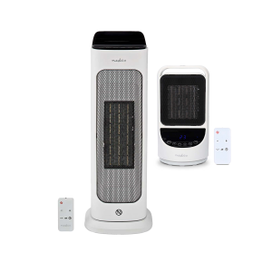 Nedis Smartlife Keramische PTC-ventilatorkachel in groot en klein met afstandsbediening.