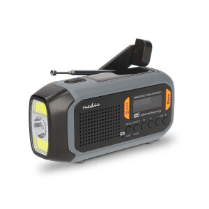 De noodradio is uitgerust met o.a. een zaklamp en een SOS-alarmfunctie. 