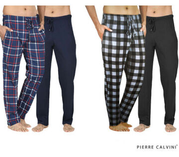 De 2-Pack Pierre Calvini Heren Pyjamabroeken zijn verkrijgbaar in de kleuren navy ruit/navy en grijs ruit/zwart.