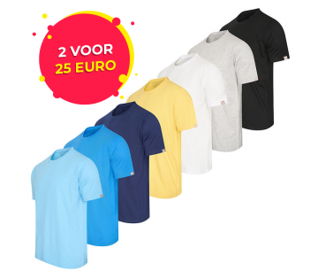 De 2-Pack Cappuccino Roma T-shirts zijn verkrijgbaar in verschillende kleuren en maten. 