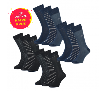 De 6-Pack Mario Russo Premium Sokken is verkrijgbaar in donkerblauw en zwart.