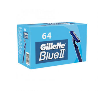 Het Gillette Blue II Wegwerpscheermesje wordt geleverd in een doos van 64 stuks.