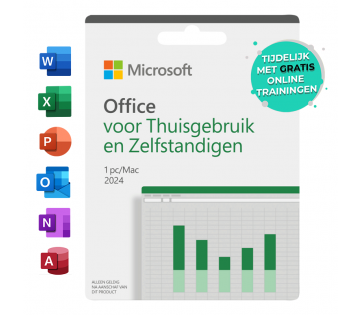 Microsoft Office 2024 incl. Trainingen voor PC en Mac.