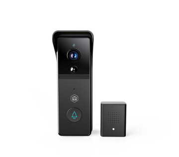 Nedis SmartLife Wi-Fi Video Deurbel met losse USB-bel weergegeven op witte achtergrond.