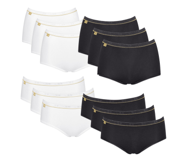 De 3-Pack Sloggi Basic Gold Damesondergoed in beide modellen en kleuren