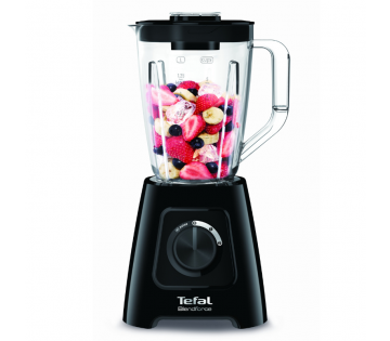 Een productfoto van de Tefal Blendfore II Blender met rood fruit erin