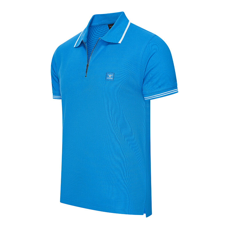 De Cappuccino Zip Polo Torino in de kleur blauw. 