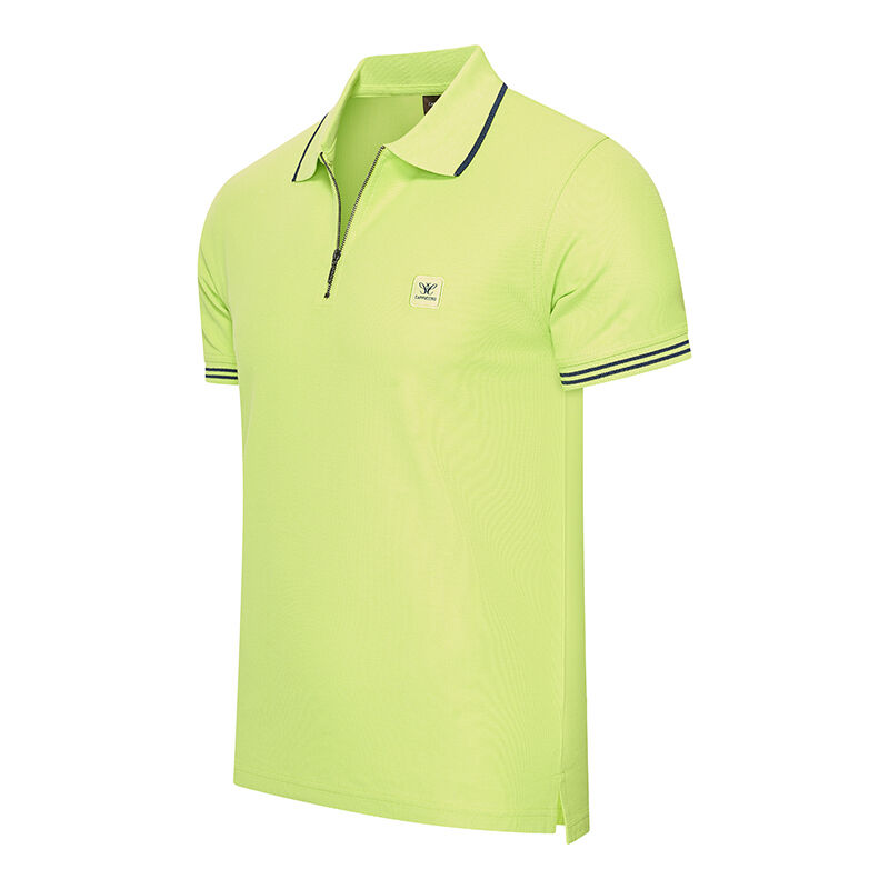 De Cappuccino Zip Polo Torino in de kleur lime. De Cappuccino Zip Polo Torino in de kleur lime.